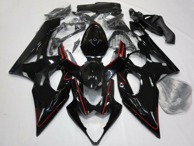 2005-2006 Glossy Black Red Suzuki GSXR 1000 Motorcycle Fairings
