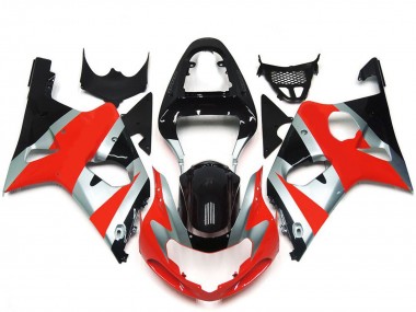 2000-2002 Silver Red Glossy Black OEM Style Suzuki GSXR 1000 Motorcycle Fairings