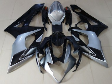 2005-2006 Glossy Black Silver Suzuki GSXR 1000 Motorcycle Fairings
