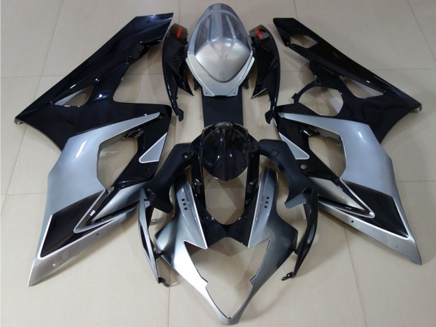 2005-2006 Glossy Black Silver Suzuki GSXR 1000 Motorcycle Fairings