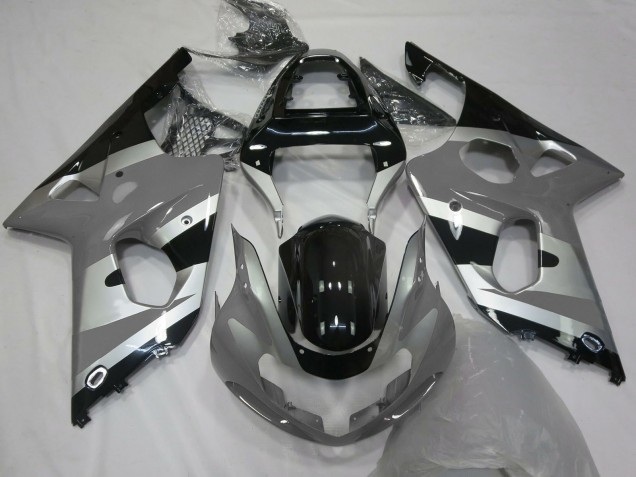 2000-2002 Grey Silver Glossy Black OEM Style Suzuki GSXR 1000 Motorcycle Fairings