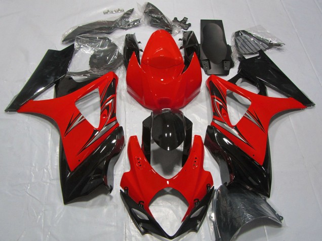 2007-2008 Red Glossy Black Suzuki GSXR 1000 Motorcycle Fairings