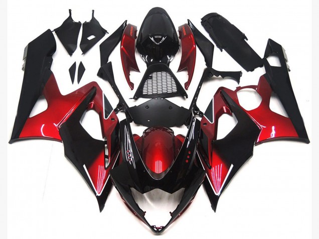 2005-2006 Candy Red Glossy Black Suzuki GSXR 1000 Motorcycle Fairings