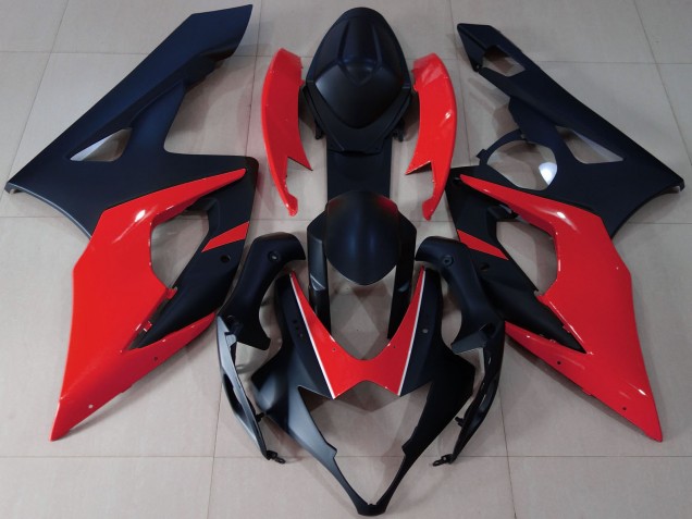 2005-2006 Matte Black Red Suzuki GSXR 1000 Motorcycle Fairings
