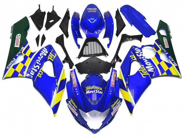 2005-2006 Blue Yellow Green MoviStar Castrol Suzuki GSXR 1000 Motorcycle Fairings