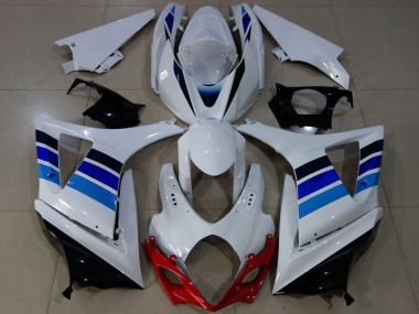 2007-2008 White Blue OEM Style Suzuki GSXR 1000 Motorcycle Fairings