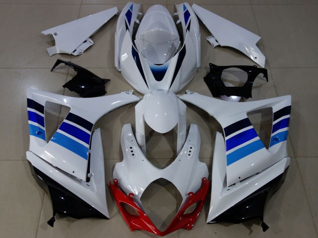 2007-2008 White Blue OEM Style Suzuki GSXR 1000 Motorcycle Fairings