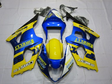 2003-2004 Blue Yellow Black Pirelli Suzuki GSXR 1000 Motorcycle Fairings