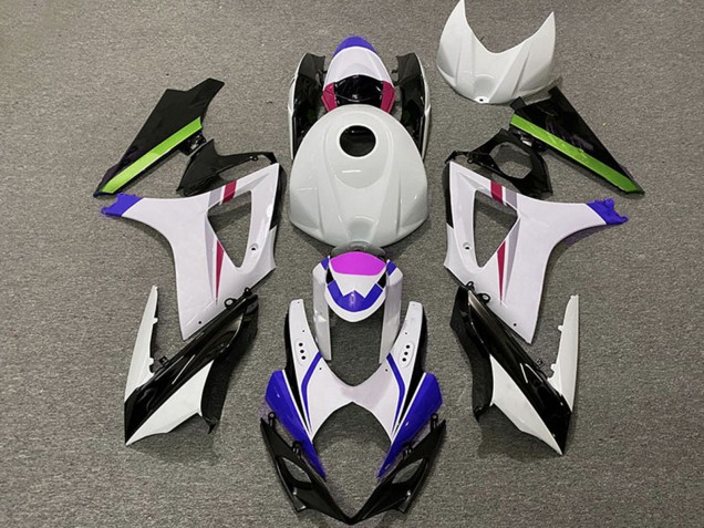 2007-2008 White Blue Green Black Racing Suzuki GSXR 1000 Motorcycle Fairings