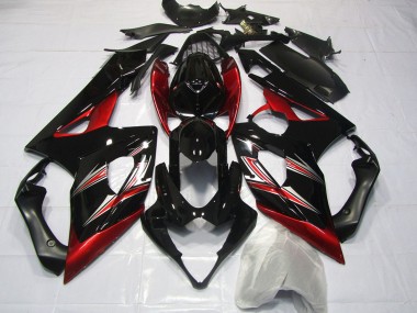 2005-2006 Glossy Black Red Flare Suzuki GSXR 1000 Motorcycle Fairings