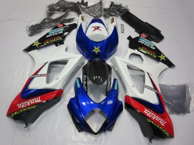 2007-2008 White Blue Red Black Rockstar Suzuki GSXR 1000 Motorcycle Fairings