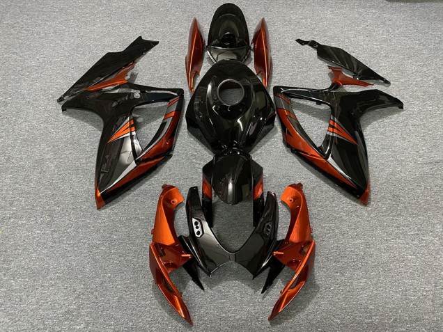 2006-2007 Glossy Black Orange Suzuki GSXR 600 / GSXR 750 Motorcycle Fairings