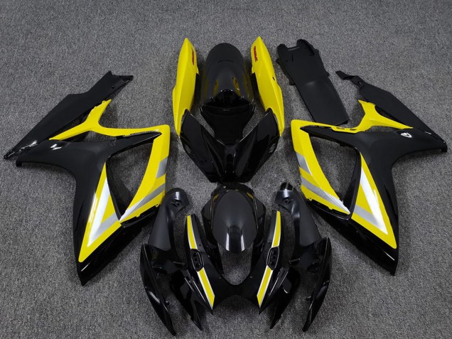 2006-2007 Glossy Black Yellow Silver OEM Style Suzuki GSXR 600 / GSXR 750 Motorcycle Fairings