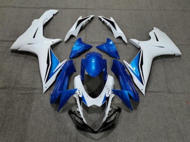 2011-2024 White Blue Suzuki GSXR 600 / GSXR 750 Motorcycle Fairing