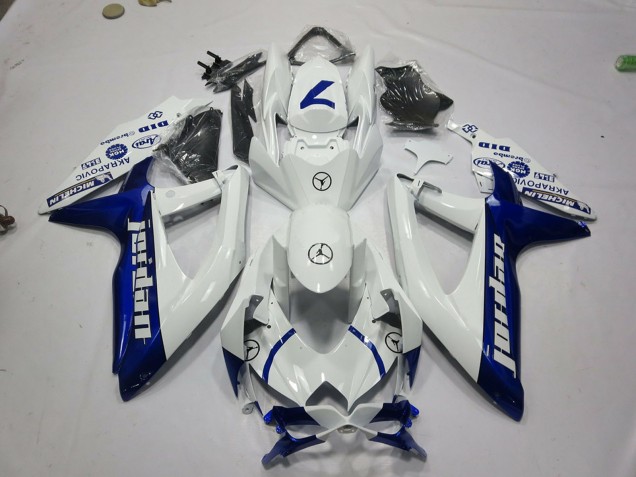 2008-2010 White Blue Jordan Suzuki GSXR 600 / GSXR 750 Motorcycle Fairings