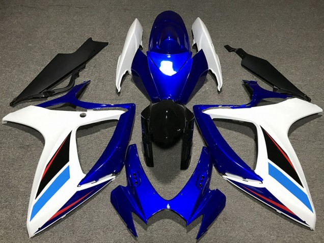 2006-2007 White Blue Glossy Black Suzuki GSXR 600 / GSXR 750 Motorcycle Fairing Kits