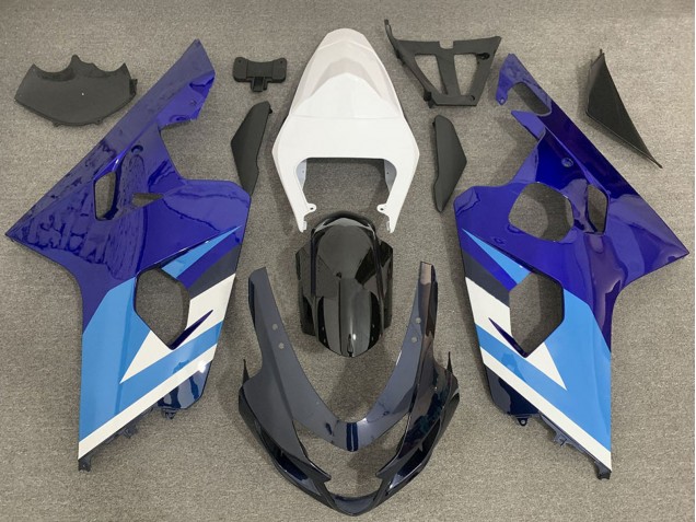 2004-2005 White Blue Black Suzuki GSXR 600 / GSXR 750 Motorcycle Fairing