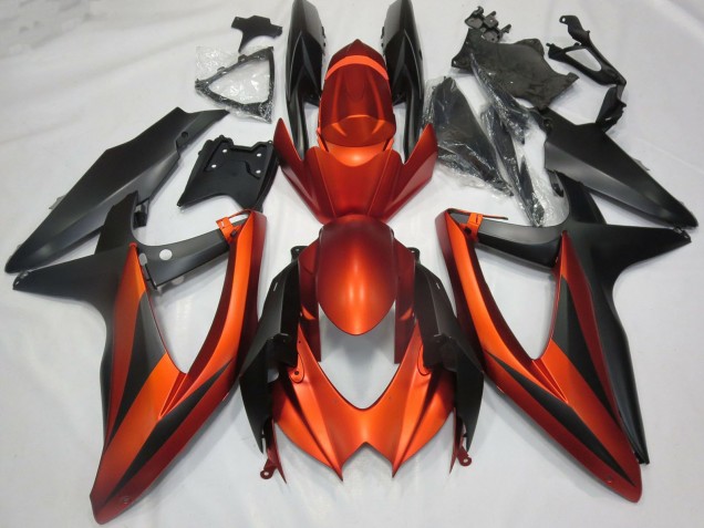 2008-2010 Burnt Orange Matte Black Suzuki GSXR 600 / GSXR 750 Motorcycle Fairings
