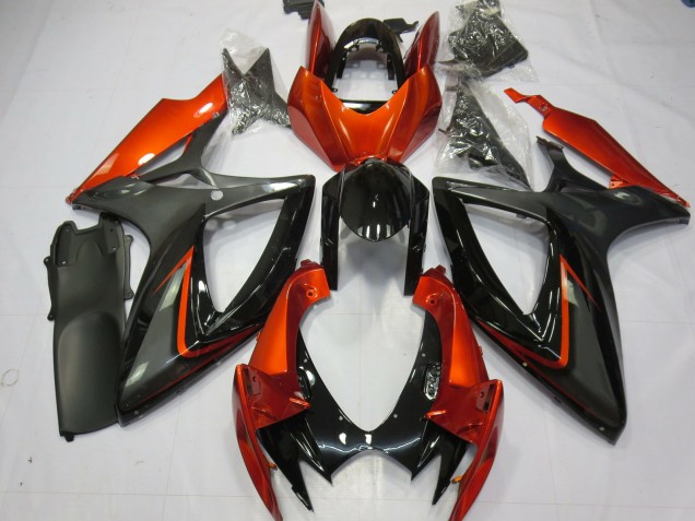 2006-2007 Burnt Orange Grey Glossy Black Suzuki GSXR 600 / GSXR 750 Motorcycle Fairings
