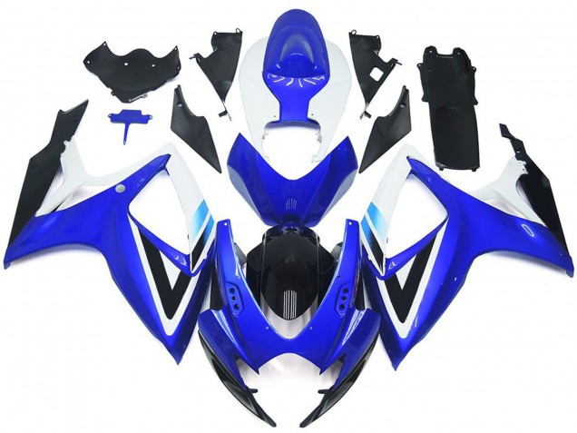 2006-2007 White Blue Glossy Black OEM Style Suzuki GSXR 600 / GSXR 750 Motorcycle Fairing Kits