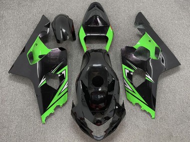 2004-2005 Glossy Black Green Suzuki GSXR 600 / GSXR 750 Motorcycle Fairings