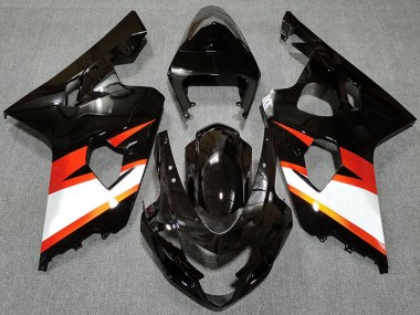 2004-2005 Glossy Black Orange White Suzuki GSXR 600 / GSXR 750 Motorcycle Fairings
