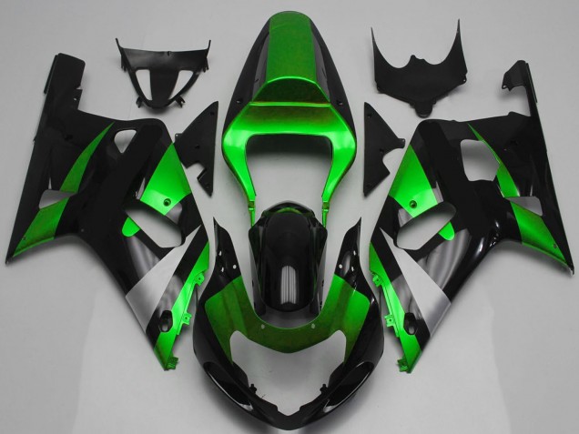 2001-2003 Green Silver Glossy Black Suzuki GSXR 600 / GSXR 750 Motorcycle Fairing