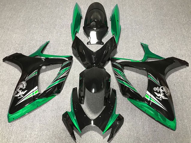 2006-2007 Green Glossy Black Suzuki GSXR 600 / GSXR 750 Motorcycle Fairings