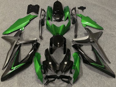 2008-2010 Green Grey Glossy Black Suzuki GSXR 600 / GSXR 750 Motorcycle Fairings