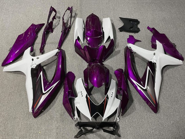 2008-2010 White Purple Black Suzuki GSXR 600 / GSXR 750 Motorcycle Fairing