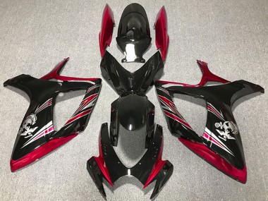 2006-2007 Red Glossy Black Suzuki GSXR 600 / GSXR 750 Motorcycle Fairing