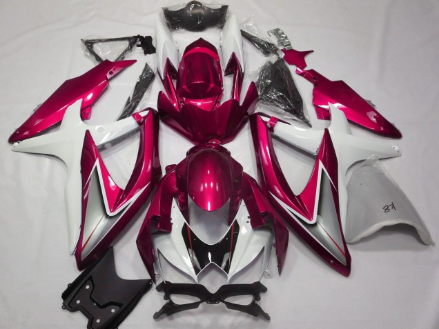 2008-2010 White Red Silver Black Suzuki GSXR 600 / GSXR 750 Motorcycle Fairings