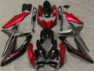 2008-2010 Red Glossy Black Matte Black Suzuki GSXR 600 / GSXR 750 Motorcycle Fairings