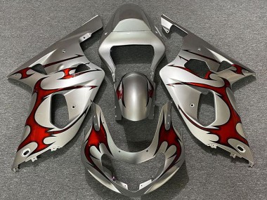 2001-2003 Silver Red Suzuki GSXR 600 / GSXR 750 Motorcycle Fairings