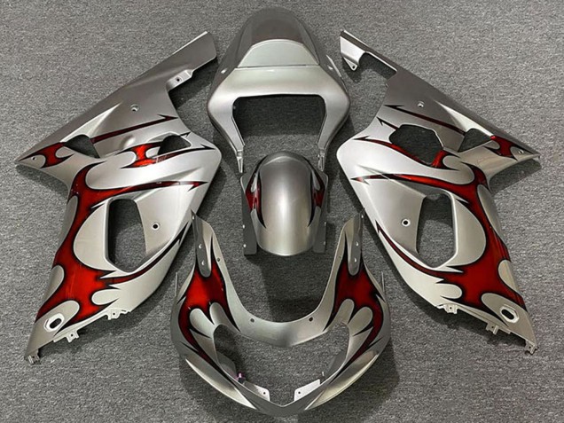 2001-2003 Silver Red Suzuki GSXR 600 / GSXR 750 Motorcycle Fairings