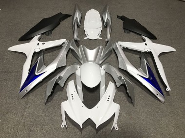 2008-2010 White Silver Blue Matte Black Suzuki GSXR 600 / GSXR 750 Motorcycle Fairings