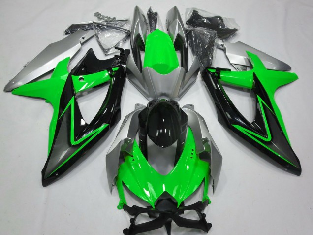 2008-2010 Silver Green Grey Black Suzuki GSXR 600 / GSXR 750 Motorcycle Fairings