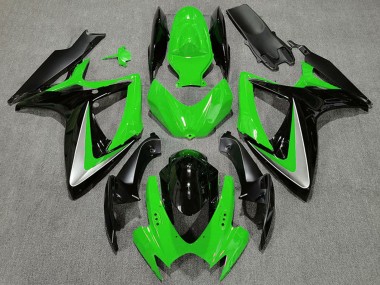 2006-2007 Green Silver Glossy Black OEM Style Suzuki GSXR 600 / GSXR 750 Motorcycle Fairings