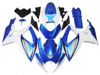 2006-2007 White Blue OEM Style Suzuki GSXR 600 / GSXR 750 Motorcycle Fairings
