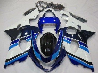 2004-2005 White Blue Glossy Black Suzuki GSXR 600 / GSXR 750 Motorcycle Fairings