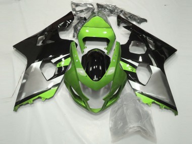 2004-2005 Green Silver Glossy Black Suzuki GSXR 600 / GSXR 750 Motorcycle Fairings