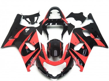 2001-2003 Light Red Glossy Black OEM Style Suzuki GSXR 600 / GSXR 750 Motorcycle Fairings