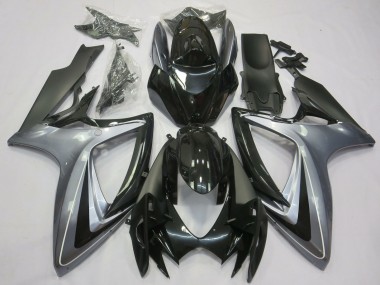 2006-2007 Silver Glossy Black Matte Black Suzuki GSXR 600 / GSXR 750 Motorcycle Fairings