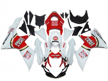 2011-2024 White Red Motul Lucky Strike Suzuki GSXR 600 / GSXR 750 Motorcycle Fairings