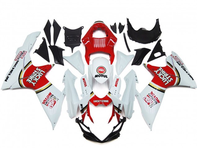 2011-2024 White Red Motul Lucky Strike Suzuki GSXR 600 / GSXR 750 Motorcycle Fairings