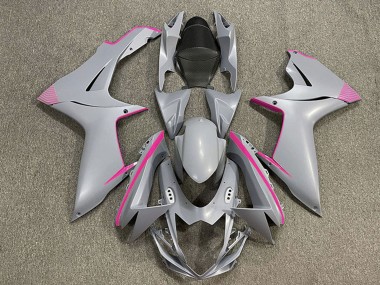 2011-2024 Matte Nardo Grey Pink Accents Suzuki GSXR 600 / GSXR 750 Motorcycle Fairings