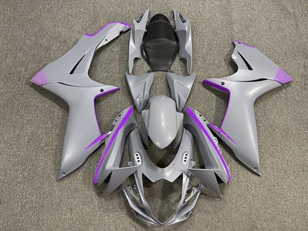 2011-2024 Matte Nardo Grey Purple Accents Suzuki GSXR 600 / GSXR 750 Motorcycle Fairings