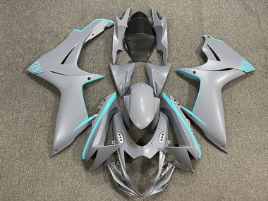 2011-2024 Matte Nardo Grey Teal Accents Suzuki GSXR 600 / GSXR 750 Motorcycle Fairings