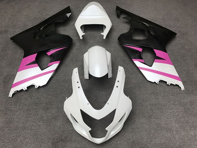 2004-2005 White Pink Matte Black Suzuki GSXR 600 / GSXR 750 Motorcycle Fairings