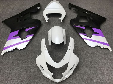 2004-2005 White Purple Matte Black Suzuki GSXR 600 / GSXR 750 Motorcycle Fairings
